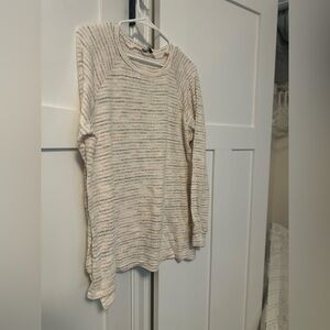 White Birch Cream Textured Knit Crew Neck Sweater